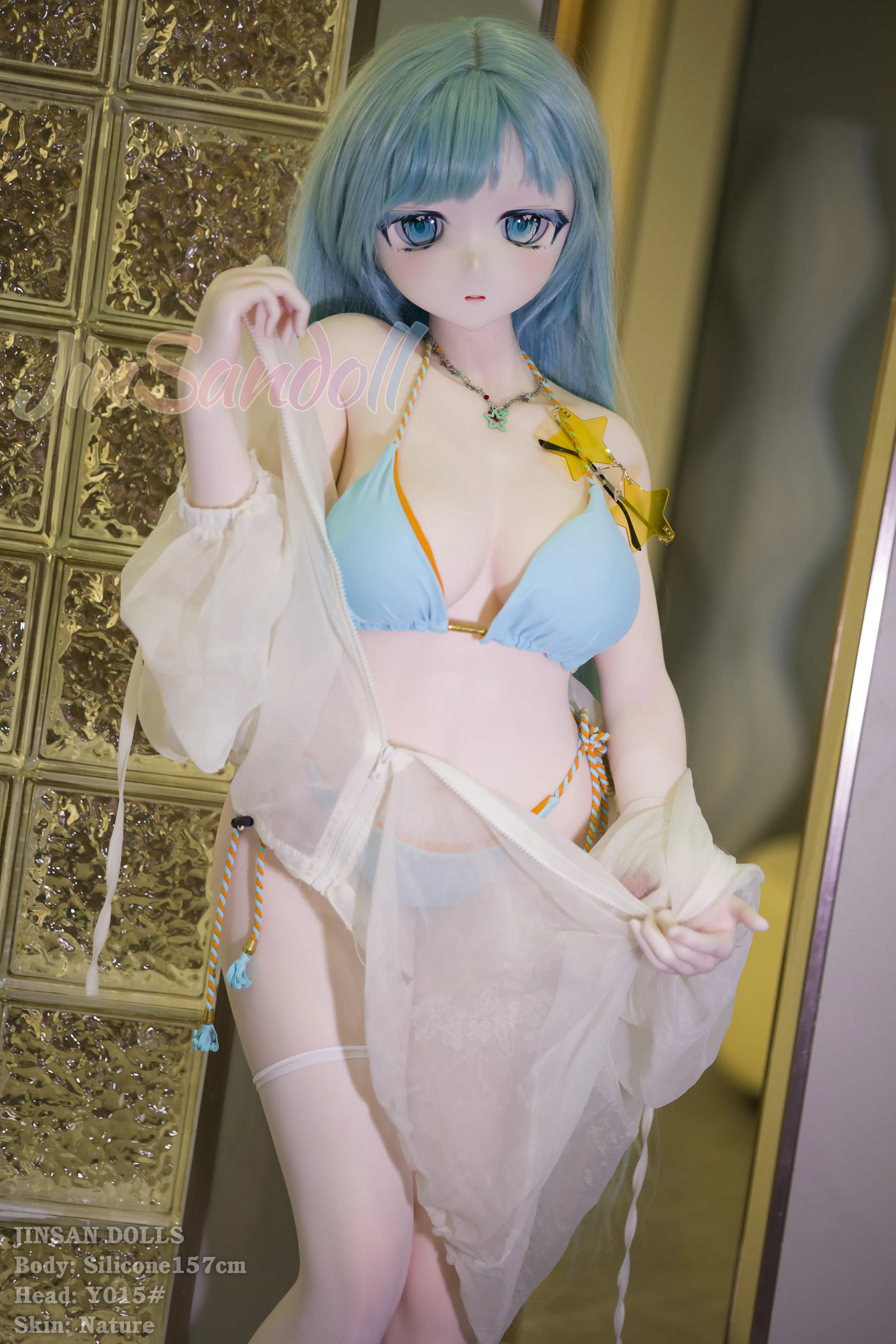 157cm (5ft2) E-Cup Patung Cinta Anime Hidup Silikon Patung Seks Kepala #Y015